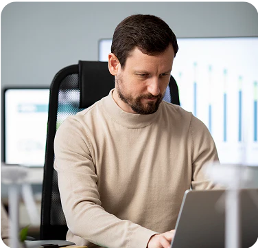 Man working on Laptop