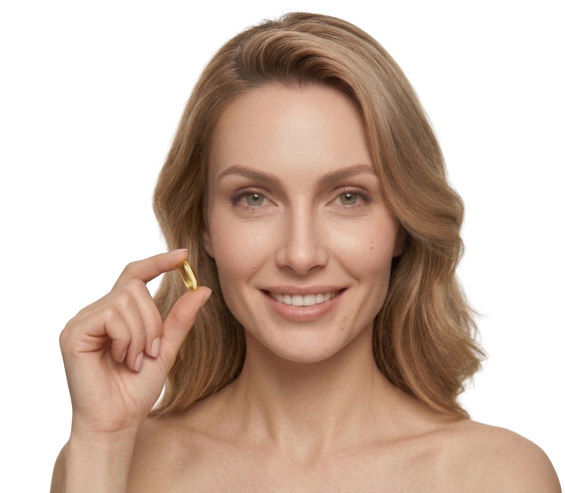 Woman holding Evloro softgel